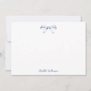 Carte De Remerciements Mariage Coquette Nœud Bleu Lavis Script Fête de Ma