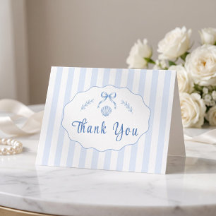 Carte De Remerciements Mariage Coquillages Fête de Mariage Ruban Rayé Ble