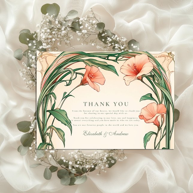 Carte De Remerciements Mariage Coral Bloom (Créateur téléchargé)