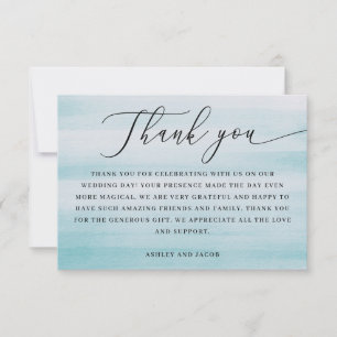 Carte De Remerciements Mariage Côte Écriture Élégante Bleu Marin