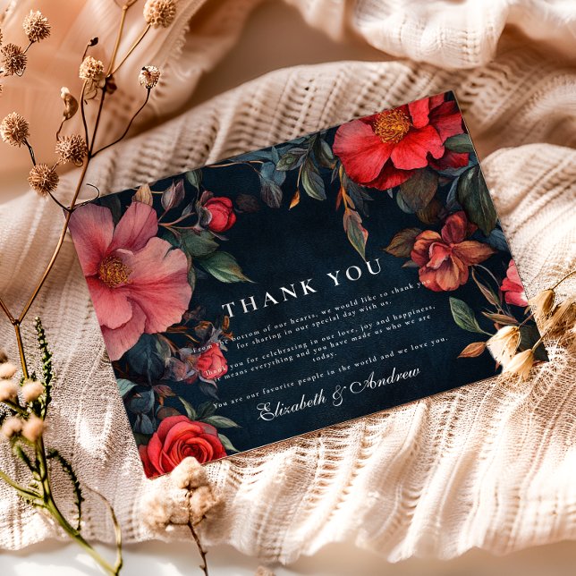 Carte De Remerciements Mariage Crimson Noir  (Créateur téléchargé)