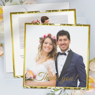 Carte De Remerciements Mariage damask vert or