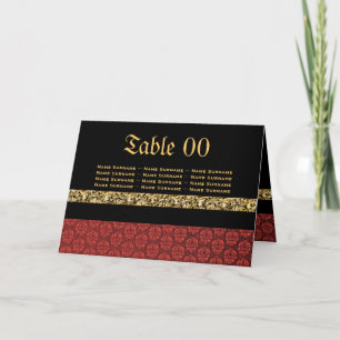 Carte De Remerciements Mariage damassé or noir rouge