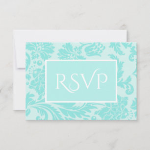 carte de remerciements mariage damassé turquoise