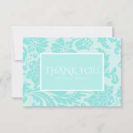 carte de remerciements mariage damassé turquoise