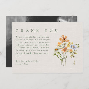 Carte De Remerciements Mariage dans le jardin botanique fleur sauvage Pho