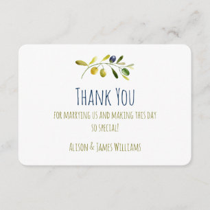 Carte de remerciements mariage d'aquarelle de la b
