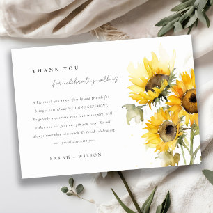Carte De Remerciements Mariage d'aquarelle de tournesol rustique Boho min