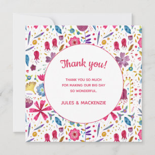 Carte de remerciements Mariage d'aquarelle des fle