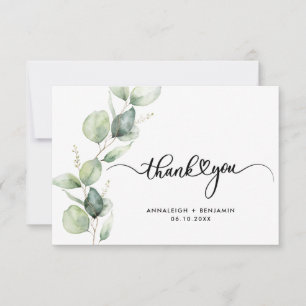 Carte De Remerciements Mariage d'aquarelle Eucalyptus Script moderne