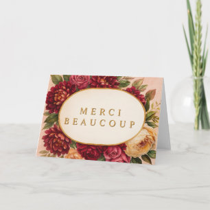 Carte De Remerciements Mariage d'aquarelle florale de Bourgogne