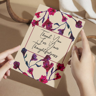 Carte De Remerciements Mariage d'aquarelle florale de Bourgogne