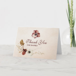 Carte De Remerciements Mariage d'aquarelle florale de Bourgogne