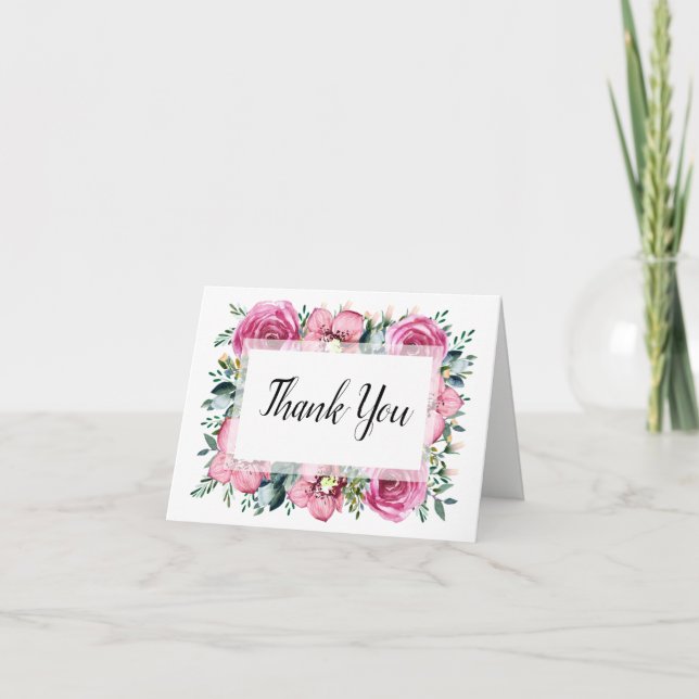 Carte De Remerciements Mariage d'aquarelle florale de l'orchidée rose mod (Devant)