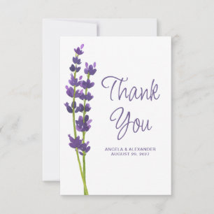 Carte De Remerciements Mariage d'aquarelle florale Lavender