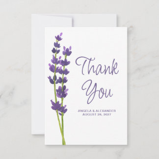 Carte De Remerciements Mariage d'aquarelle florale Lavender