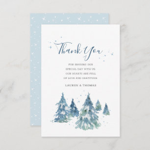 Carte De Remerciements Mariage d'aquarelle hiver À feuillage persistant T