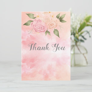 Carte De Remerciements Mariage d'aquarelle rose