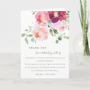 Carte De Remerciements Mariage d'aquarelle Rose rose-bleu