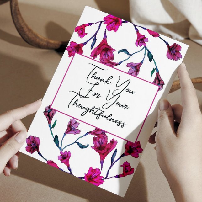 Carte De Remerciements Mariage d'aquarelle rose vif (Créateur téléchargé)