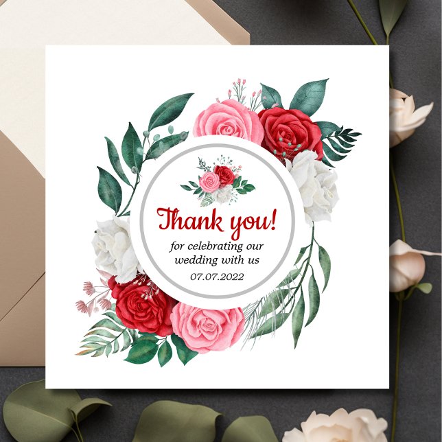Carte De Remerciements Mariage d'aquarelle rouge (Créateur téléchargé)