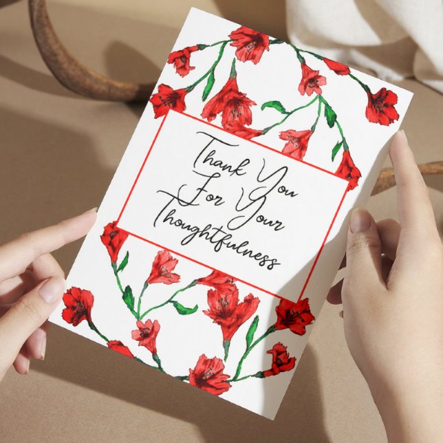 Carte De Remerciements Mariage d'aquarelle rouge (Créateur téléchargé)