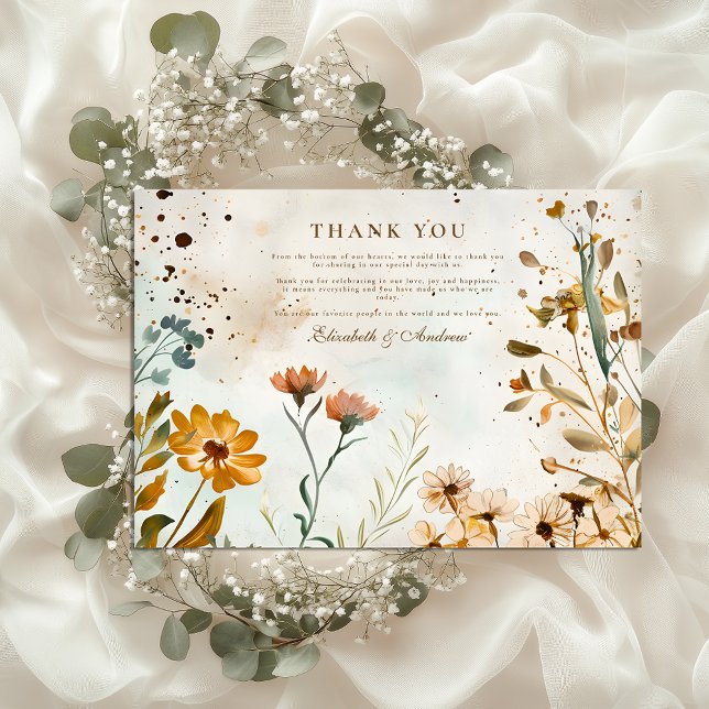 Carte De Remerciements Mariage d'aquarelle Russe Fleur sauvage (Créateur téléchargé)