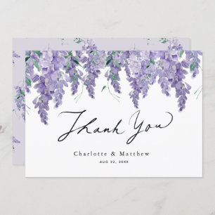 Carte De Remerciements Mariage d'aquarelle Wisteria Purple