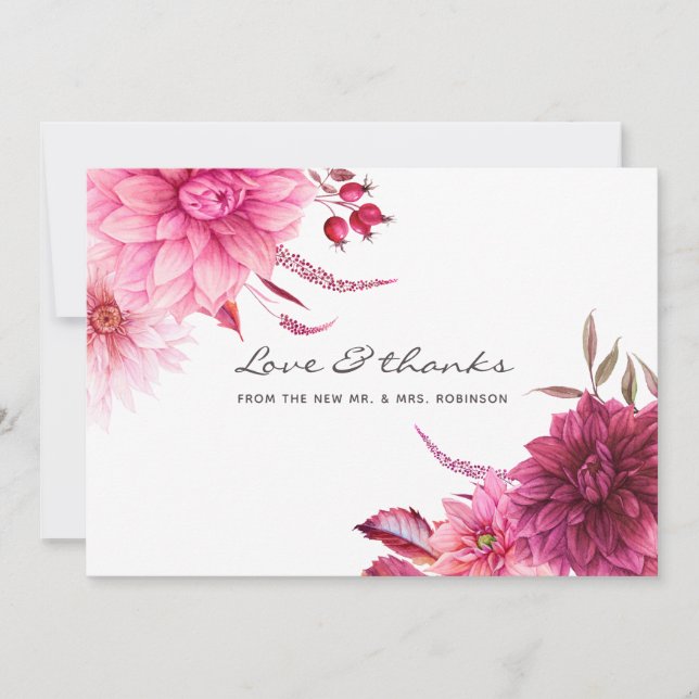 Carte De Remerciements Mariage de automne d'automne de Bourgogne et de Br (Devant)