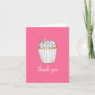 Carte De Remerciements Mariage de Baby shower nuptiale Cupcake Coeur rose