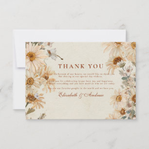 Carte De Remerciements Mariage de bottes de fille de la marguerite rustiq