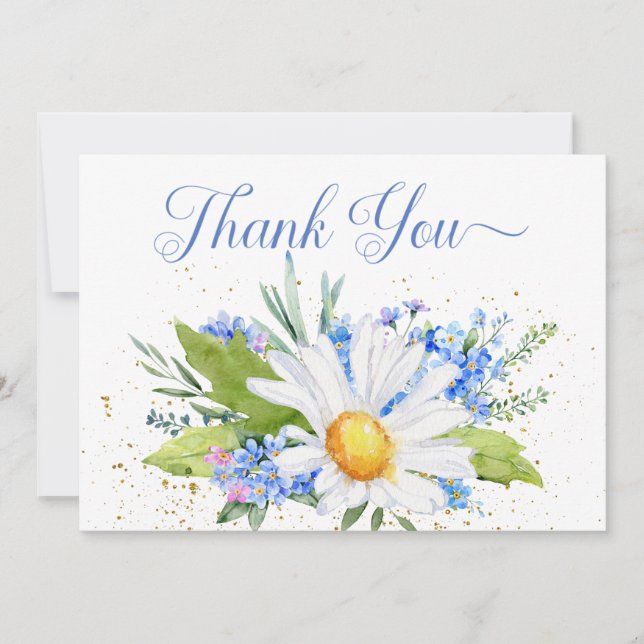 Carte De Remerciements Mariage de bouquet Daisy & Field Flowers (Devant)