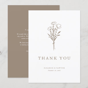 Carte De Remerciements Mariage de bouquet floral minimaliste
