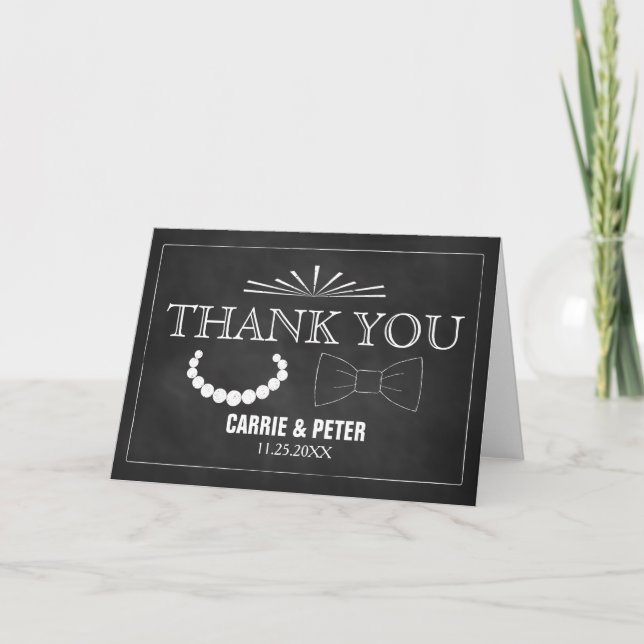 Carte De Remerciements Mariage de Bowties et Pearls (Devant)