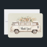 Carte De Remerciements Mariage de bus Vintage vert clair<br><div class="desc">J'espère que vous aimez cette aquarelle vert clair texture arrière - plan avec un bus vintage et des fleurs. Les invitations correspondantes et les fournitures pour les mariages sont disponibles dans cette suite de collection.</div>