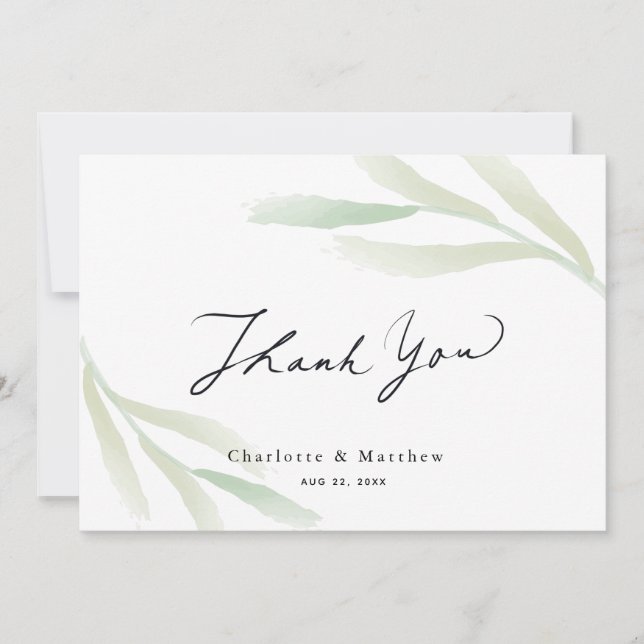 Carte De Remerciements Mariage de calibrage de verdure simple (Devant)