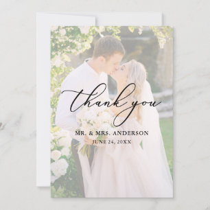 Carte De Remerciements Mariage de calligraphie 2 superposition de photos