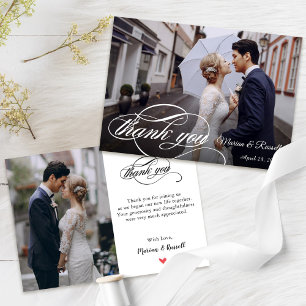 Carte De Remerciements Mariage de calligraphie blanche