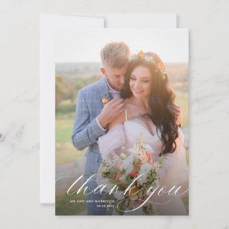 Carte De Remerciements Mariage de calligraphie blanche moderne