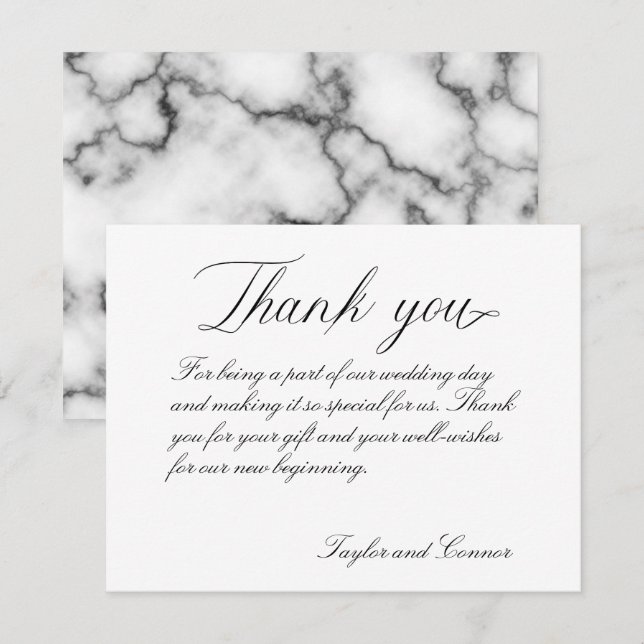 Carte de remerciements Mariage de calligraphie cla (Devant / Derrière)