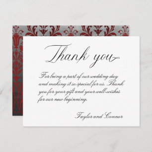 Carte de remerciements Mariage de calligraphie cla