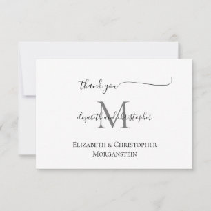 Carte De Remerciements Mariage de calligraphie de script noir monogramme