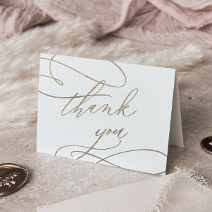 Carte De Remerciements Mariage de calligraphie d'or romantique