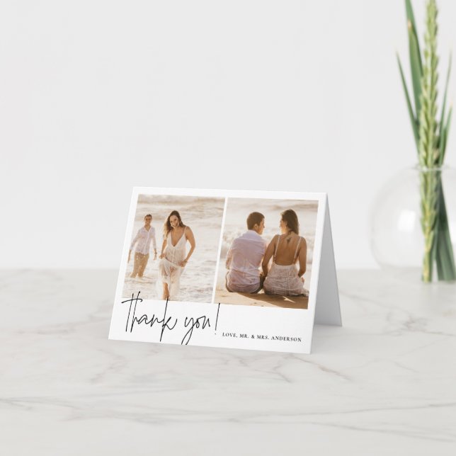 Carte De Remerciements Mariage de calligraphie élégante (Devant)