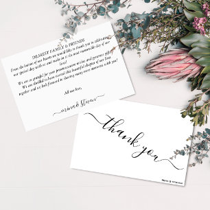 Carte De Remerciements Mariage de calligraphie minimaliste noir et blanc
