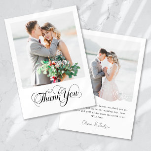 Carte De Remerciements Mariage de calligraphie multi-images moderne