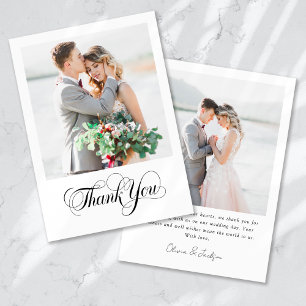Carte De Remerciements Mariage de calligraphie multi-images moderne