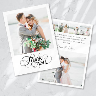 Carte De Remerciements Mariage de calligraphie multi-images moderne