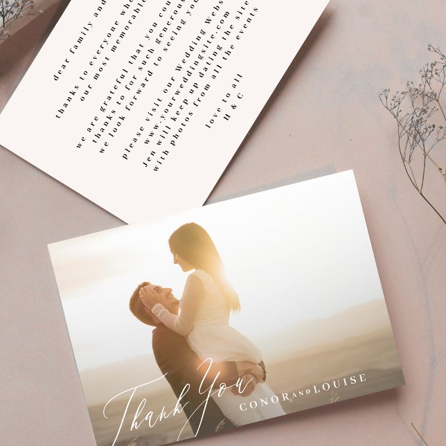 Carte De Remerciements Mariage de calligraphie noir et blanc classique Ph (Créateur téléchargé)