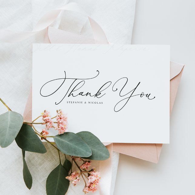 Carte De Remerciements Mariage de calligraphie noir Whimsical (Créateur téléchargé)